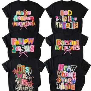 Christian Faith Graphic Tee Women Colorful Ransom Lettering Jesus Shirt Religious Church Gift For Her