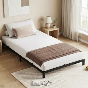 6 Inch Twin XL Bed Frames with Under Bed Storage, Heavy Duty Mattress Foundation, Easy Assembly, No Box Spring Needed,80''Dx39''Wx6''H Platform Bed for Bedroom, Apartment, Black, Metal