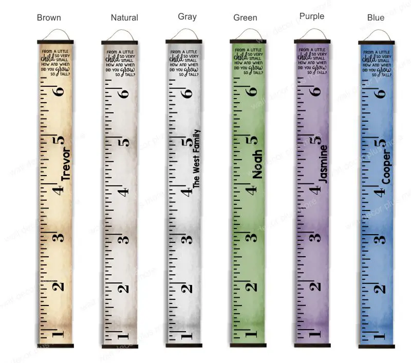 Canvas Growth Chart Height Ruler Tracker Sign Kids Nursery 6ft Premium Archival Quality UV Protected With Wood Topper And Twine String