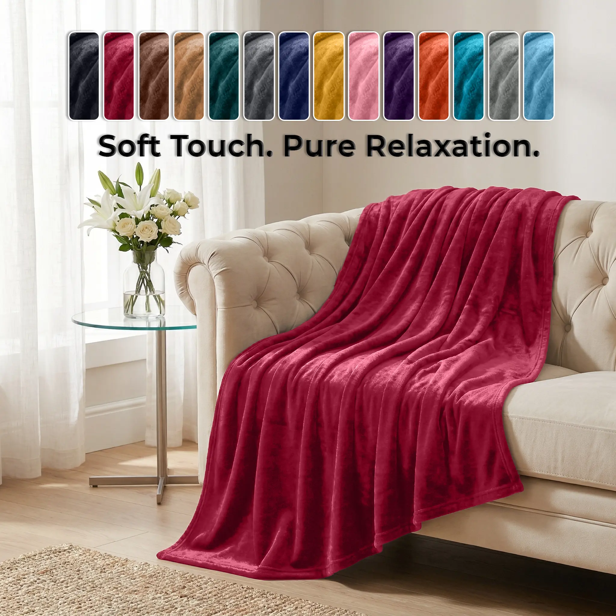 Soft Fleece Throw – Lightweight Polyester Throw for Couch, Bed & Travel Use – Available in Multiple Sizes (Throw, Twin, Queen & King) for Everyday use