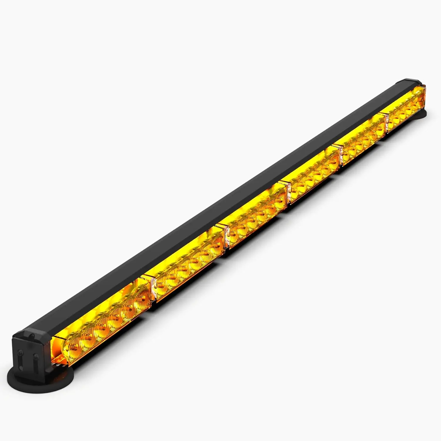 38 Inch Amber Strobe Light Bar Emergency Warning Safety Lights with Strong Magnetic Base for Trucks Construction Vehicles