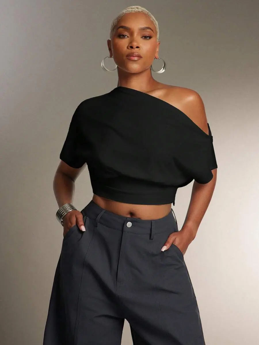 Cinched Waist Off Shoulder Top Everyday Tops Fashion Tshirt