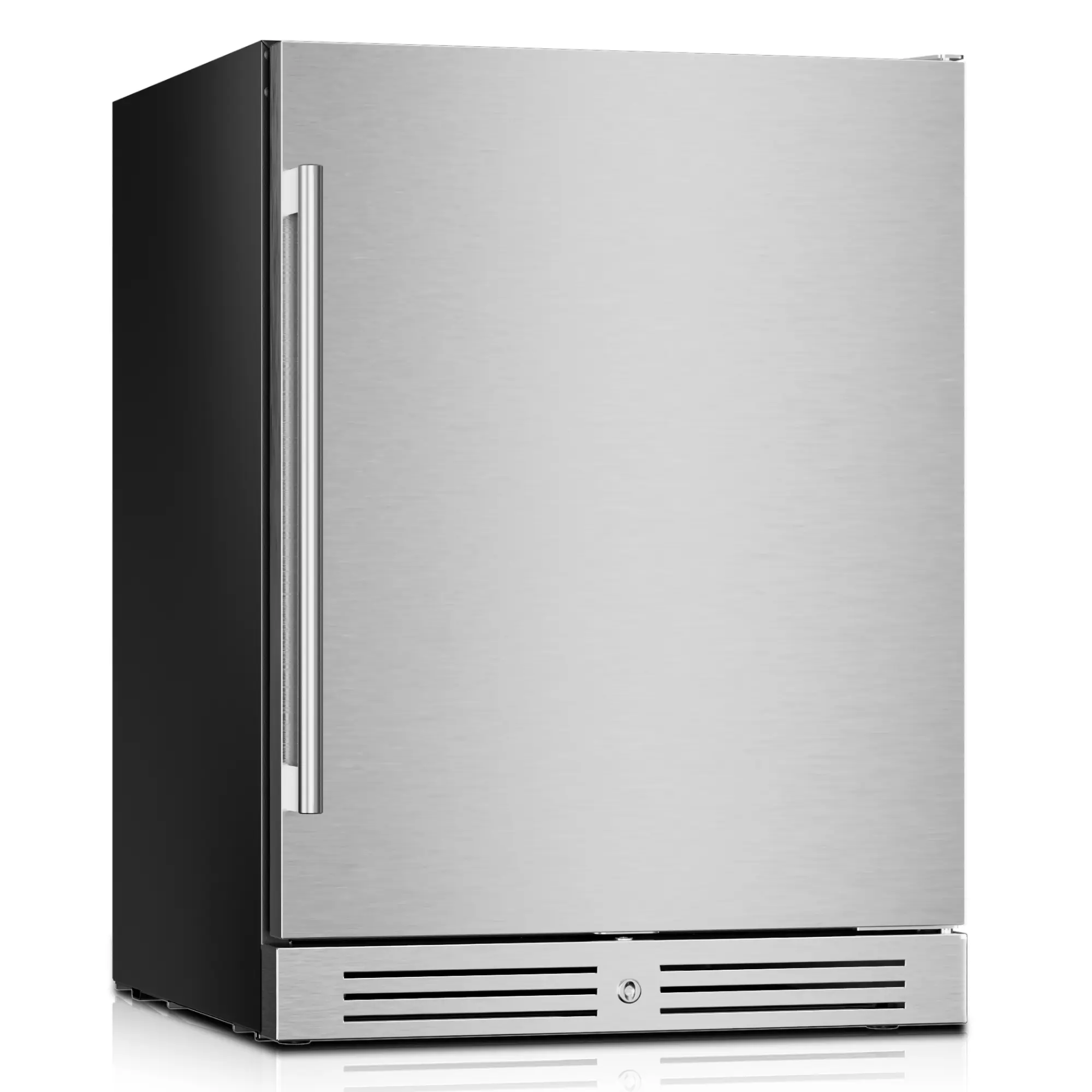 Yeego 24-in 304 Stainless Steel Outdoor Beverage Refrigerator - 145L 160-Can Capacity, Under-Counter Built-In/Freestanding, Certified Low-Noise Unit with LED Lighting, 34-54°F, Ideal for Entertaining (Beer, Soda, Wine) in Indoors/Covered Patios, 160 Cans,