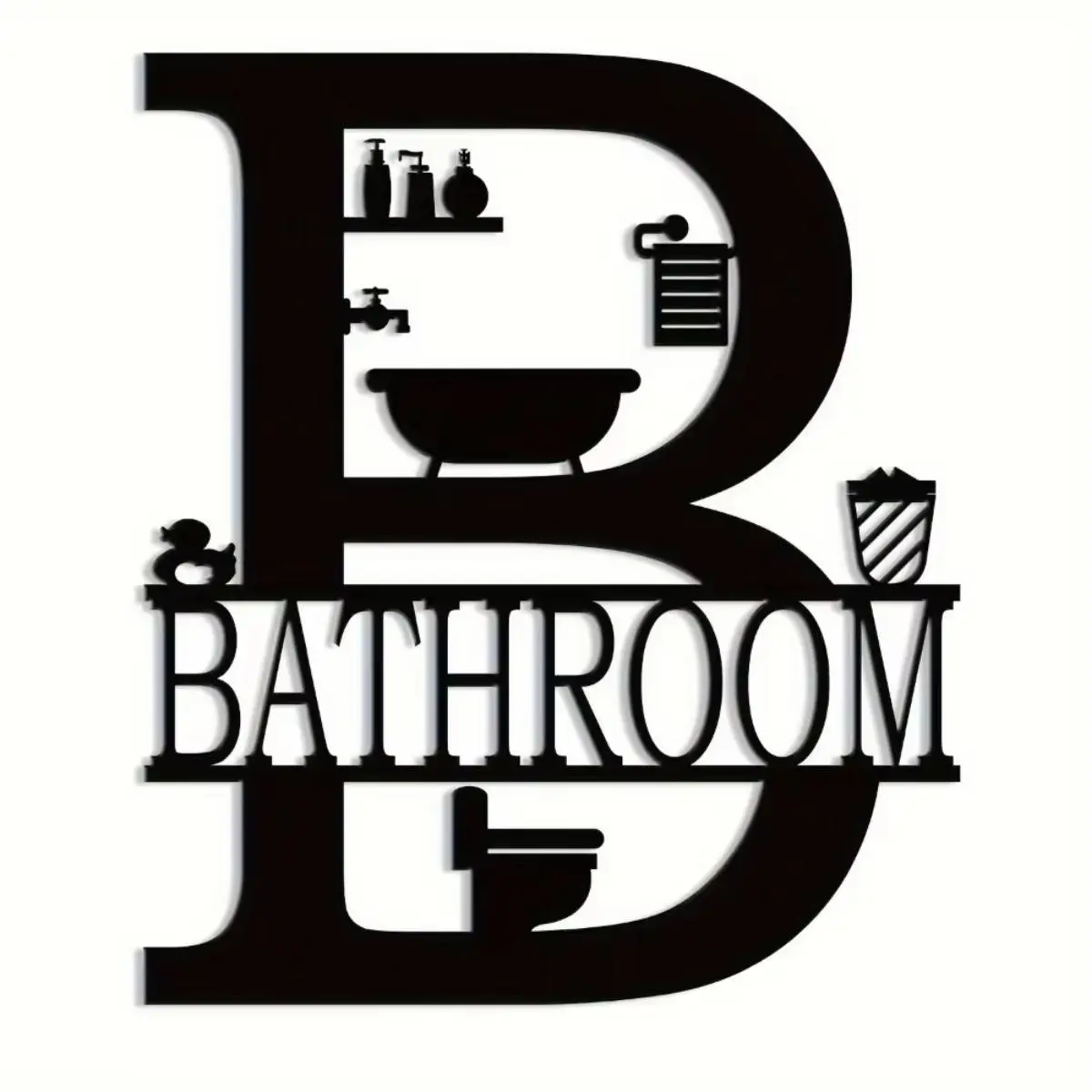Letter Pattern Bathroom Wall Decor, Modern Metal Wall Art, Reusable Funny Sign for Home & Office Spaces, Home Decor, Hanging