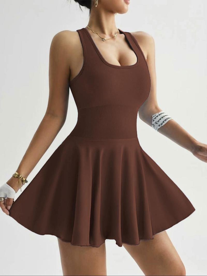 Women's Sleeveless Red Dress with Pockets High Stretch Polyester Sporty Flared Skirt Machine Washable Yoga Tennis Dress Casual Summer Athletic Outfit for Women Women's Sleeveless Red Dress with Pockets High Stretch Polyester Sporty Flared Skirt Machine Washable Yoga Tennis Dress Casual Summer Athletic Outfit for Women