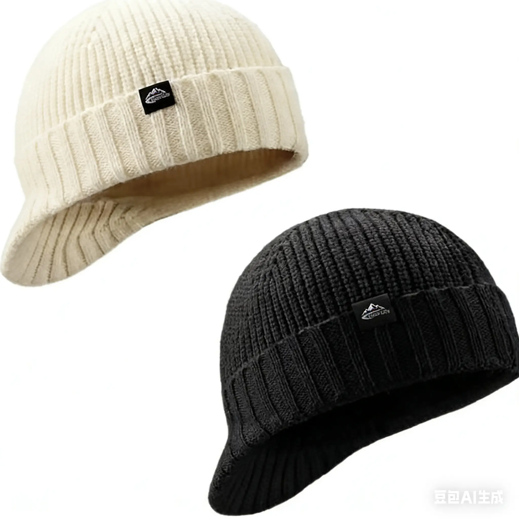 Knitted wool hat solid color elastic lightweight, soft and comfortable baseball cap, warm and windproof in autumn and winter. Knitted brim for men's outdoor sports, skiing and cycling, warm and winter clown duck tongue baseball cap