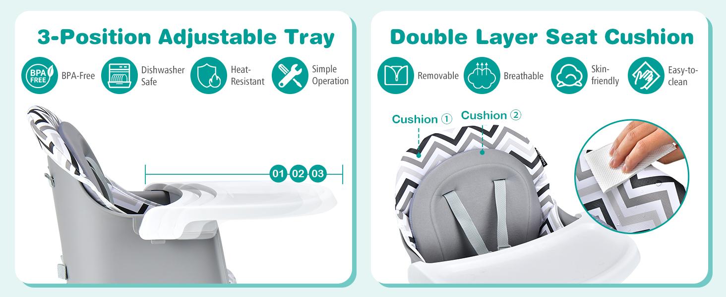 Baby High Chair, Convertible Highchair for Babies & Toddlers | Booster Seat | Table and Chair Set | Infant Feeding Chair with Safety Harness, Removable Tray,Christmas Festival Gift Black Friday Cyber Monday