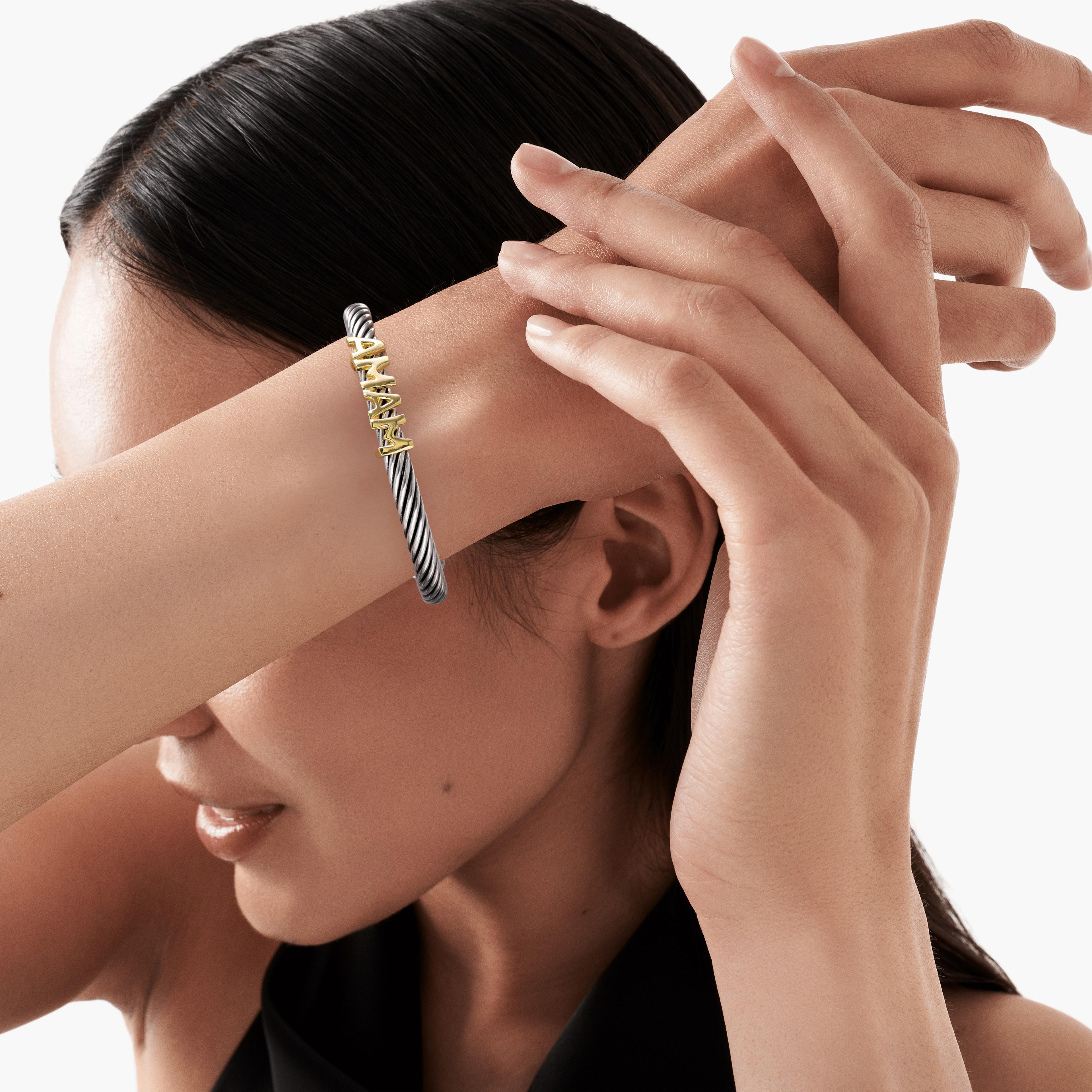 MYTYS Mother's Day Gift Twisted Cable Cuff Bracelet for Women Adjustable Bangle Charm Wrist Personalized Jewelry Trendy Jewellery Accessories