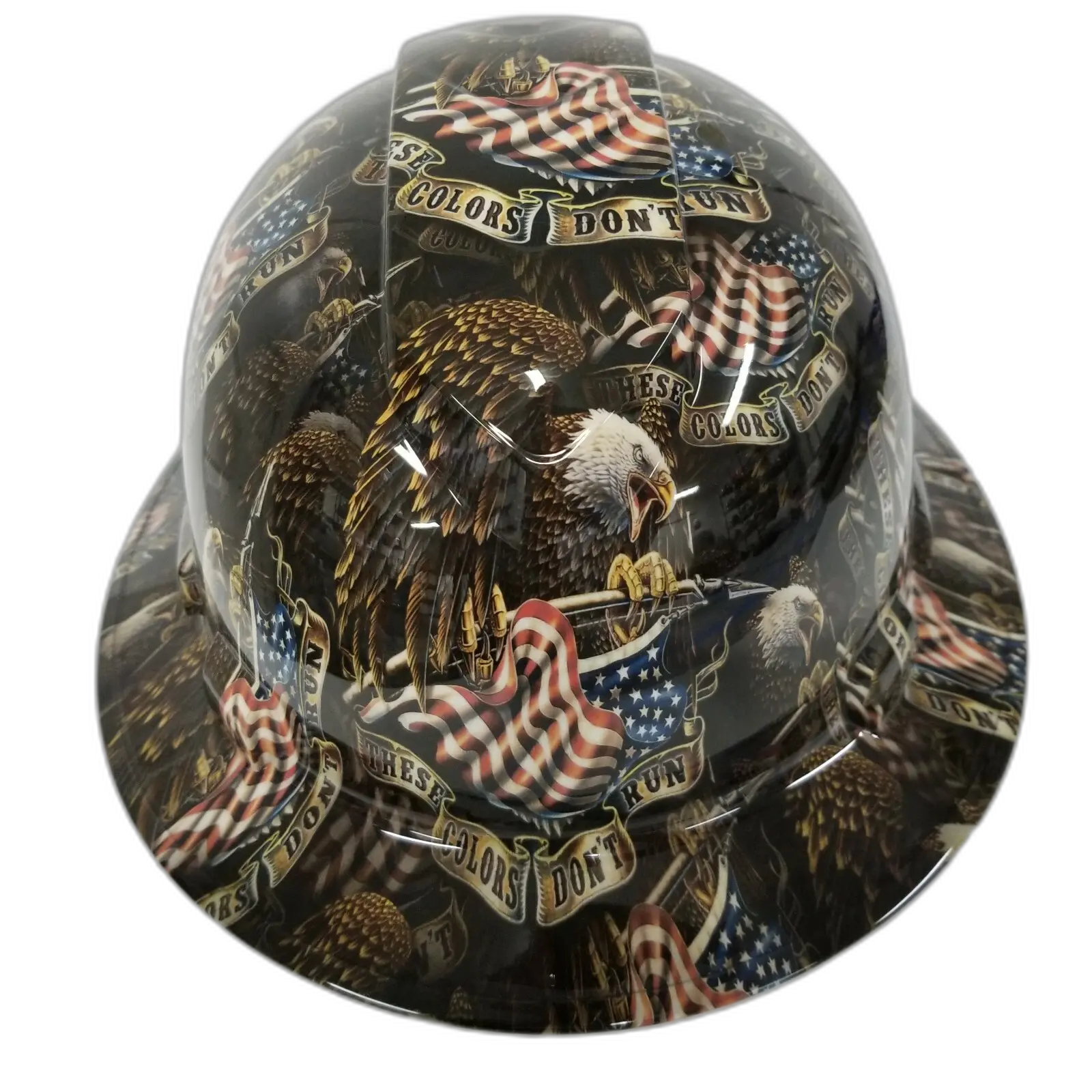 These Colors Don't Run Eagle - Custom Hydro Dipped Full Brim Hard Hat