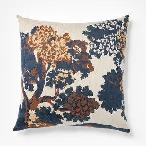 Cream-Navy-Olive Jacquard Tree Pillow 24x24 - Threshold designed with Studio McGee Cream-Navy-Olive Jacquard Tree Pillow 24x24 - Threshold designed with Studio McGee