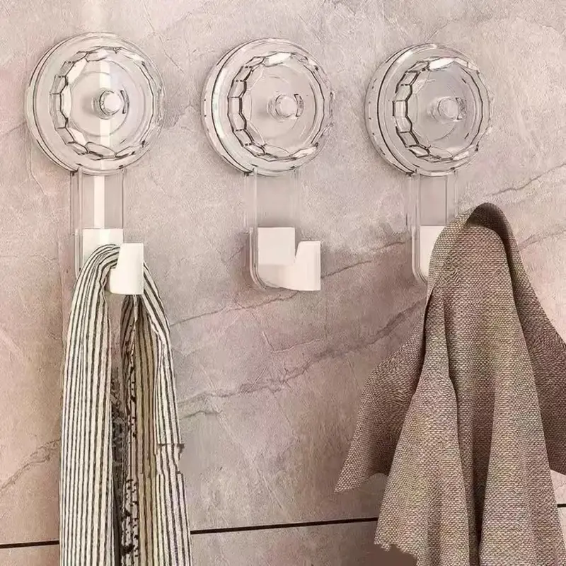 Nail-free vacuum hook, strong suction cup, reusable storage hook, heavy-duty bathroom and kitchen hanger, traceless wall hook for clothes