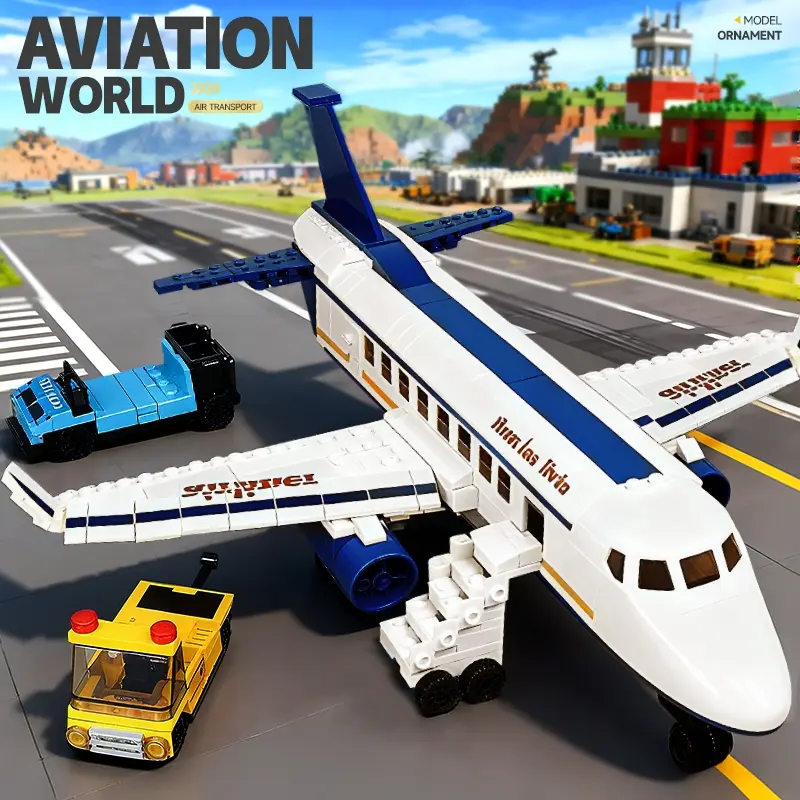 672pcs Large Passenger Plane Puzzle Plastic Building Blocks, Building Block Sets, Creative DIY Toy for Christmas and Birthday Gifts, Home Decor Model, Model Kit