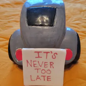 Hand-Painted Ceramic Affirmation Magnet "It's Never Too Late"  Personalized 3"x3" Keepsake