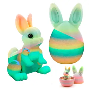 NIWEDAH 3D Printed Easter Egg with Surprise Bunny Inside, Colorful Articulated Easter Egg Toy, Cute Easter Basket Stuffers for Kids, Flexible Bunny Egg Desk Decor, Fun Spring Holiday Gift and Home Decoration
