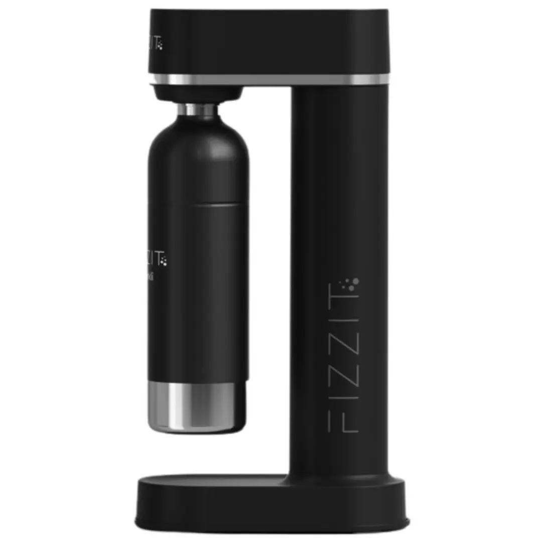FIZZIT SPARKLI-B Compact Soda Maker for Carbonated Drinks, Includes Stainless Steel Water Bottle, Black (Household Kitchen Appliance)