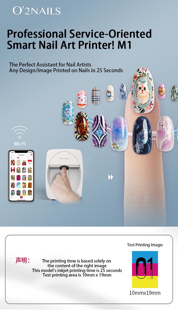 O2Nails Pro 3D Nail Printer Machine, Digital Mobile Nail Art Printer with APP Control, for Salon & Home Use, Custom Photo Printing/Print About 450 Times/10s Fast Printing, DIY Design Nail Art Pink