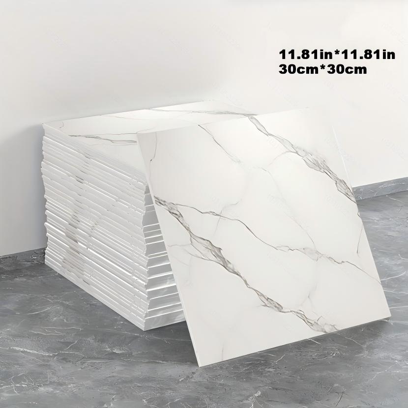10/20Pcs Self-Adhesive Glossy Marble Sheets - Peel & Stick Waterproof PVC Ceramic Layers Suitable Backsplash, Bathroom, Living Room Walls - Installation,Modern Marble Patterns (UV Printed)11.8*11.8inch