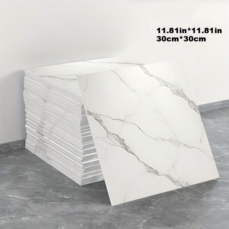 10/20Pcs Self-Adhesive Glossy Marble Sheets - Peel & Stick Waterproof PVC Ceramic Layers Suitable Backsplash, Bathroom, Living Room Walls - Installation,Modern Marble Patterns (UV Printed)11.8*11.8inch