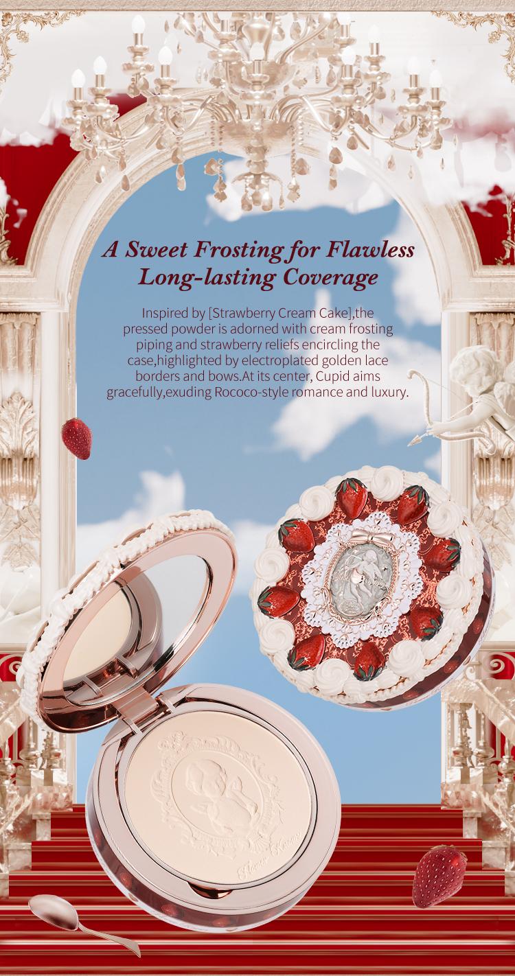 Flower Knows Strawberry Cupid Collection Pressed Powder, oli control, with powder puff, longlasting, non cakey, dealsforyoudays