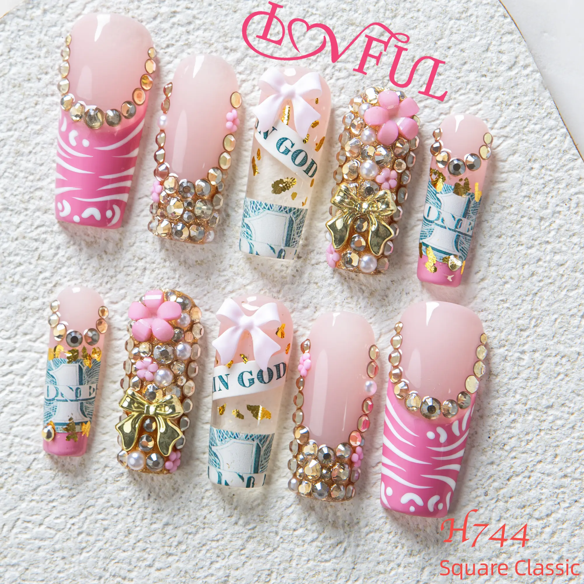 Lovful | Holiday Summer Collection Handmade Acrylic Press On Nails | 10PCS Reusable | Salon Quality Rhinestone Decorations #DealsForYouDays