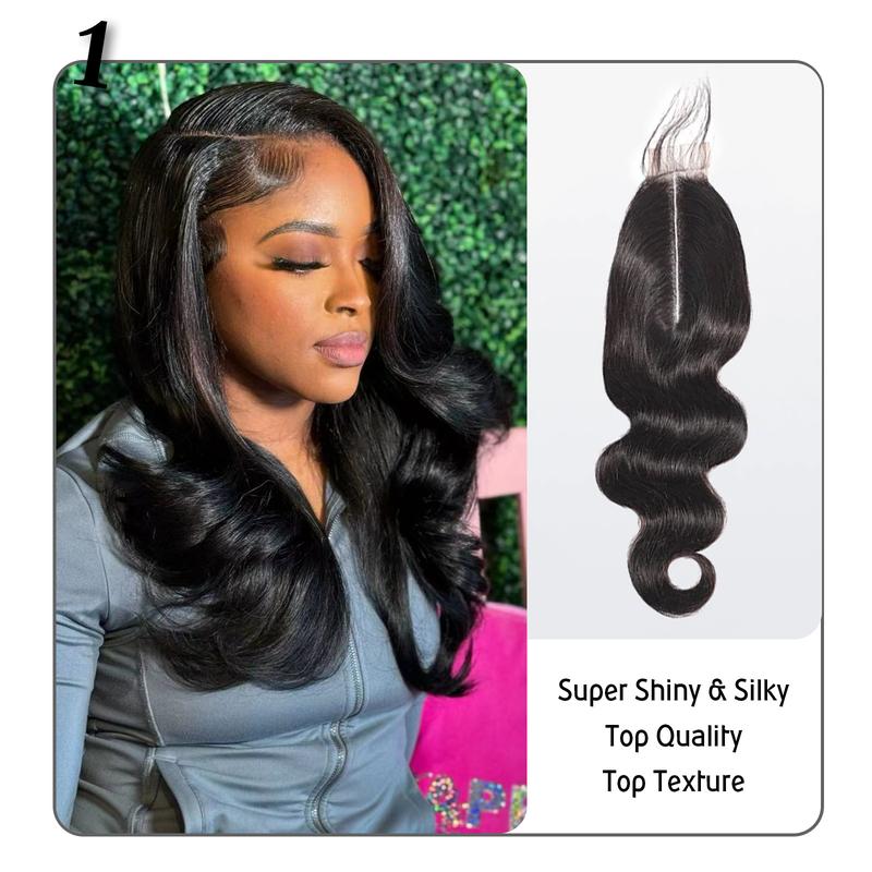 [Wequeen] Upgrade 2x6 4x4 5x5 13x4 Body Wave Straight Human Hair Transparent Lace Closure #1B Natural Black 12-20inch