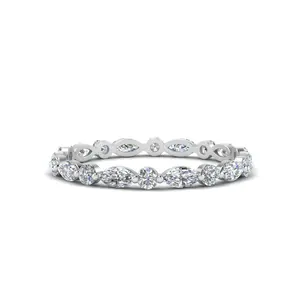 Thin Marquise And Round Eternity Band