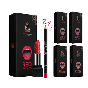 BEL London Color-Matched Lip Liner & Lipstick Set – 5 Shades, Hydrating, Smudge-Proof, Long-Lasting Makeup