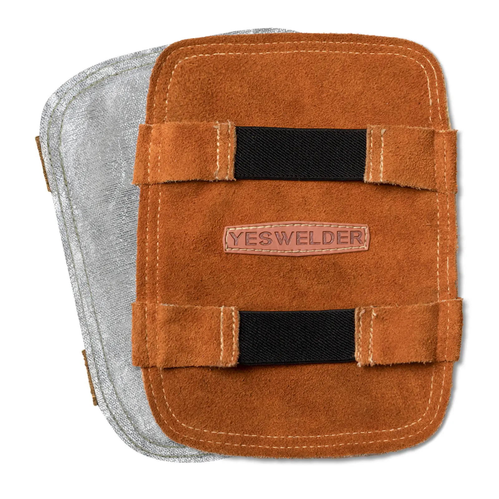 YESWELDER Insulated Safety Work Gloves - Double-Layer Cowhide Leather Tig Welding Hand Protector, Adjustable Elastic Band, Aluminized Back Pad, Sleeve, Comfortable & Lightweight, Effective Heat Insulation for Home Improvement Safety