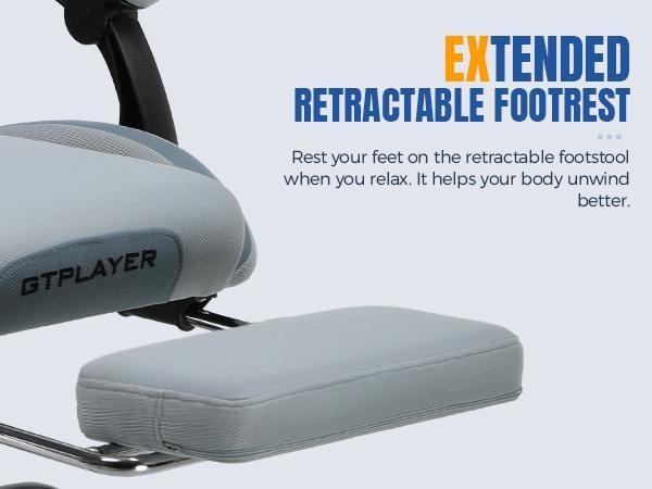 【New Year Sale】GTPLAYER Gaming Reclining Swivel Chair, Breathable Fabric Memory Foam Pillow, Smooth Rolling Swivel w/ Premium Spring Cushion