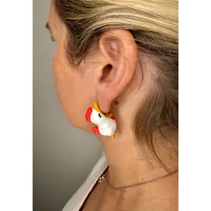 Chicken Chomper Earrings | 3D Printed Farm Animal Jewelry | Cute Chicken Earrings | Funny Barnyard Earrings | Quirky Animal Lover Gift