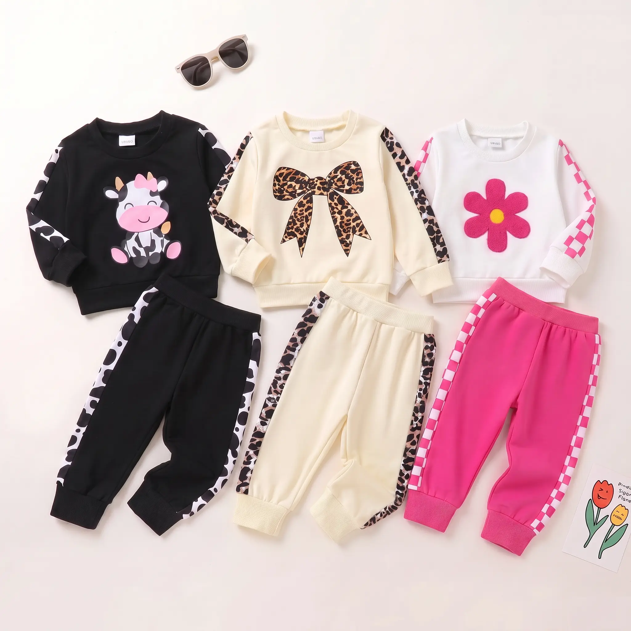 Baby Girl Fall Clothes Toddler Sweatsuit Butterfly Print Long Sleeve Sweatshirt Top and Sweatpants Set,clothes for back to school,first day of school outfits