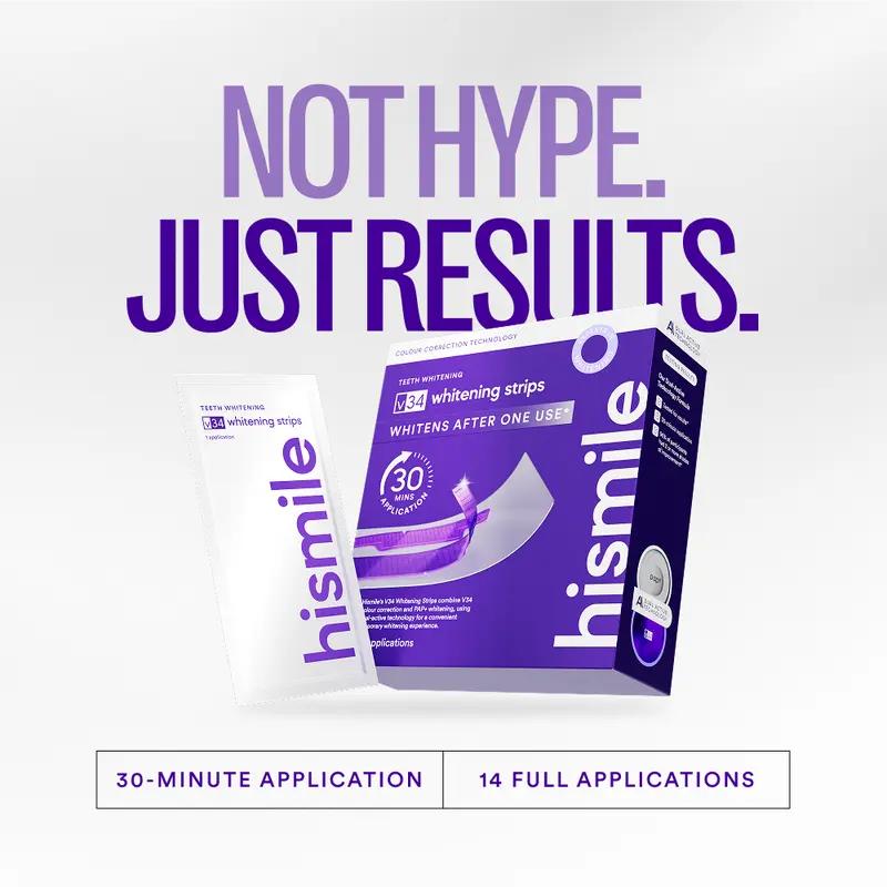 HiSmile Whitening Strips, Teeth Whitening Strips, Purple Tooth Whitening, Tooth Stain Treatment, Combining Whitening and Colour Correction