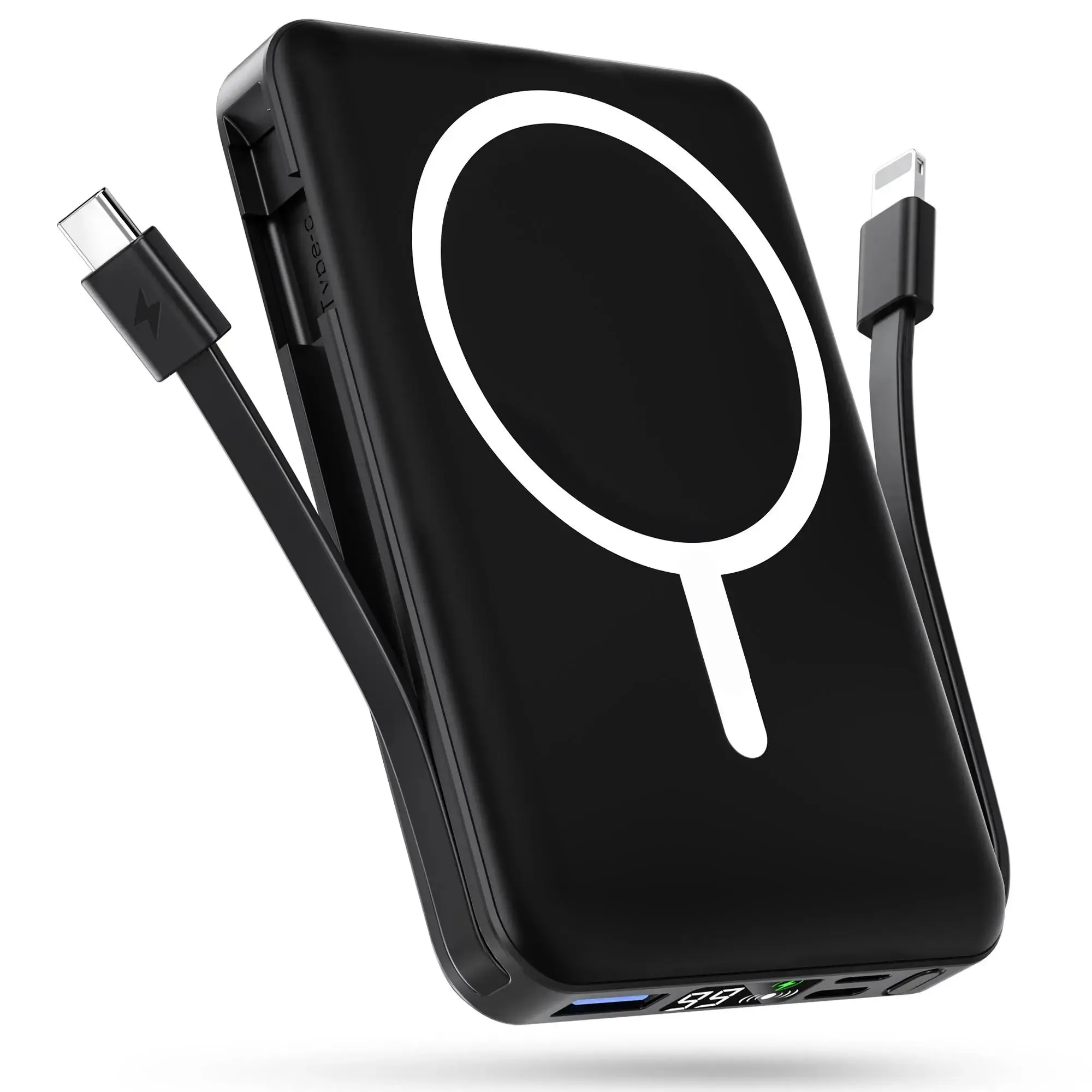 MagSafe Magnetic Wireless Portable Charger Power Bank, 10000mAh (5000-10000mAh Range) 22.5W PD Fast Charging, USB Type-C Compatible, LED Display, Stand-Equipped for iPhone 17/16/15/14/13 & Android Devices (Batteries Accessory)