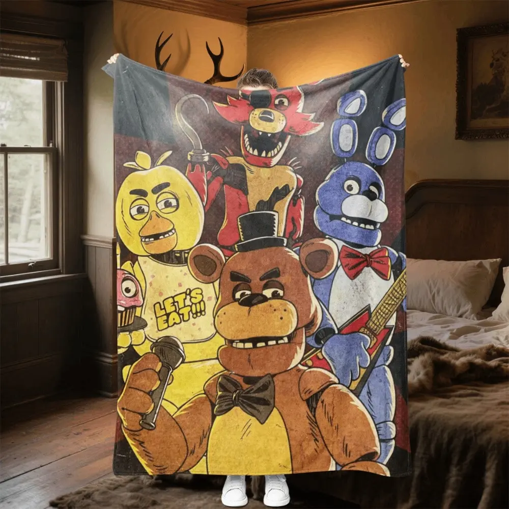 FNAF Plush Throw Blanket - Soft Fluffy Fleece Lightweight Cozy Warm, Avatar Themed, Animal Character, Machine Washable for Bed Sofa, Perfect Christmas Gift, Fluffy Blankets, Avatar Themed Blankets