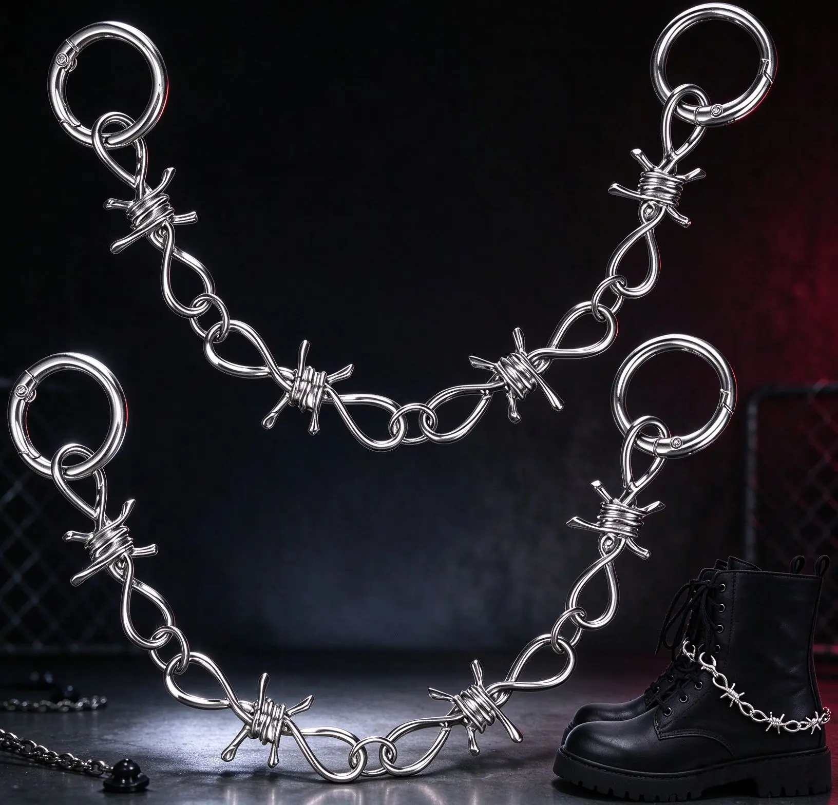barbed wire metal shoe chain punk gothic shoe charm accessory for crocs clog shoe decoration handmade twisted wire shoe jewelry streetwear shoe accessory for shoe diy modification