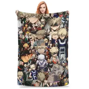 My Hero Academia Bakugou Katsuki Blanket Ultra Soft Flannel Cozy Warm Bedroom Couch Sofa Summer Air Conditioning Throw Bedspread Decor Birthday Christmas Gift for Anime Fans Teens Kids Men Women Explosion Style
