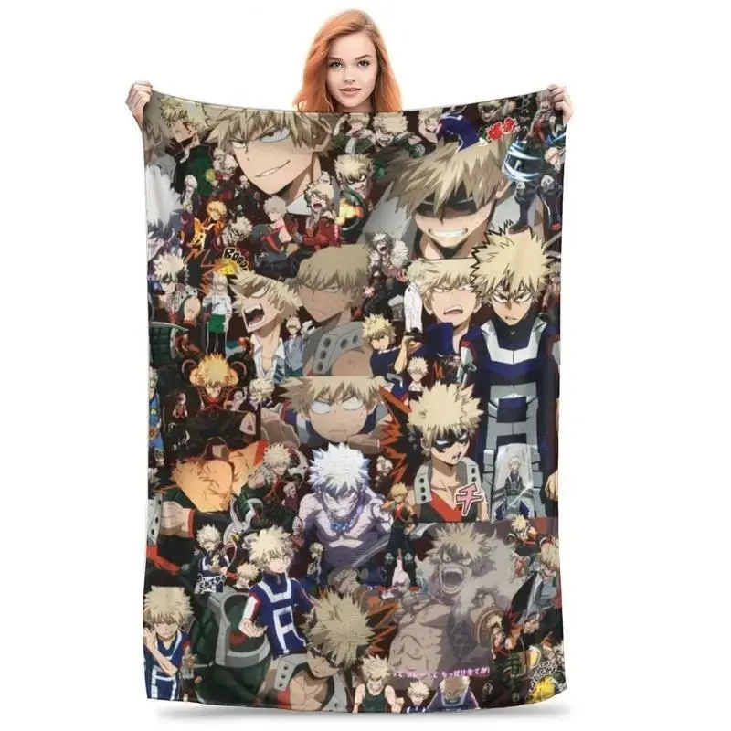 My Hero Academia Bakugou Katsuki Explosion Style Soft Fluffy Blanket - Ultra-Soft Flannel, Lightweight Breathable, Heartfelt Gift Blanket for Anime Fans, Cozy Warm for Bedroom Couch Decor