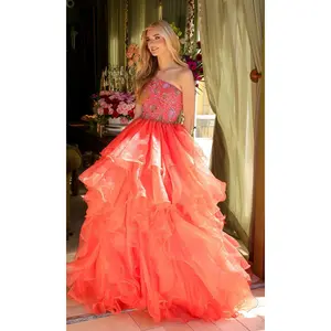 Ava Presley 28575 Glamorous Long One-Shoulder Tie Skirt Ruffled Prom Dress