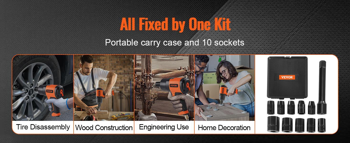 VEVOR Air Impact Wrench, TikTokShopBlackFriday, Drive Air Impact Gun Nut-busting Torque, Lightweight Pneumatic Tool for Auto Repairs and Maintenance compactimpactwrench