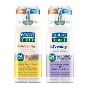 SmartMouth Advanced Liposomal Morning & Evening Mouthwash Bundle - Morning Infused with Vitamin B12 & L-Carnitine - Evening Infused with Melatonin & Zinc - Alcohol-Free for Fresh Breath- 16 fl oz each