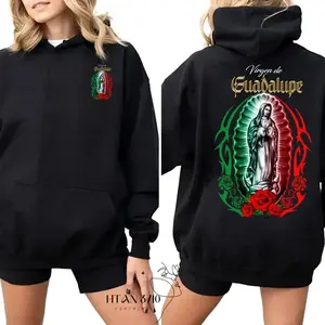 Our Lady of Guadalupe Roses Catholic Faith Hoodie Vintage Graphic Pullover Christian Hoodie Gift for Christians Women & Men