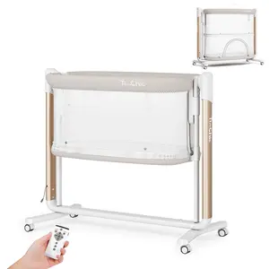 TIMCHIC Electric Baby Bassinet Bedside Sleeper with Auto Rocking, Remote/Touch Control, 3 Timer Modes, 12 Sounds, 6 Heights, Storage & Wheels | 5 Rocking Speeds, Breathable Mesh