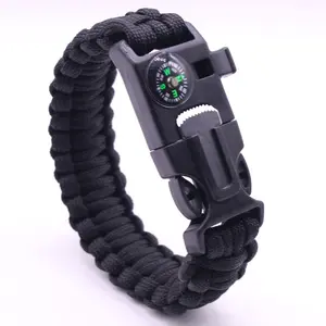 urvival Bracelet Paracord Rod Compass Metal Double Buckle Outdoor Tactical Umbrella Rope