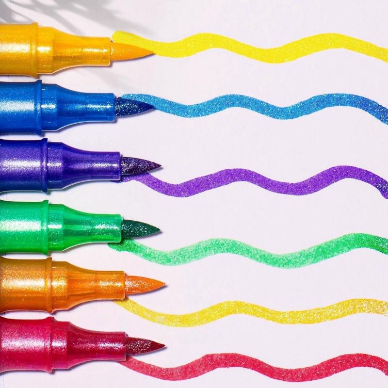 24/48/72/96 Colors Glitter Effect Brush Markers,Dual Tip Dual Color 1-5mm Soft Brush Shimmer Marker for Doodle Writing, Glitter Art Crafts Adults DIY Crafts Greeting Birthday Cards Making, Art Supplies