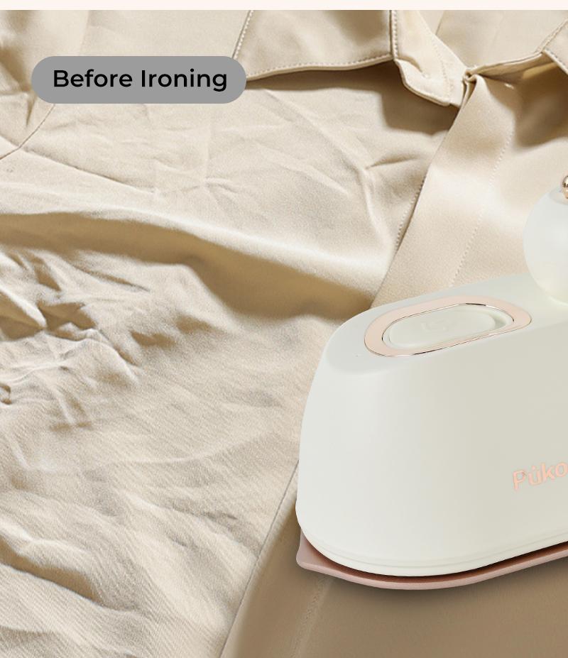 Pukomc Handheld Mini Steam Iron – 1050W, Quick Heat-Up, 180° Handle & Dual Nozzles for Efficient Ironing, Compact & Powerful