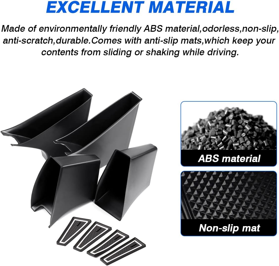 Canvcle Tesla Door Side Storage Box Tesla Model 3 2017-2023/ Model Y 2020-2023 Accessories Armrest Phone Container Door Organizer Handle Pocket Tray Black Set of 4