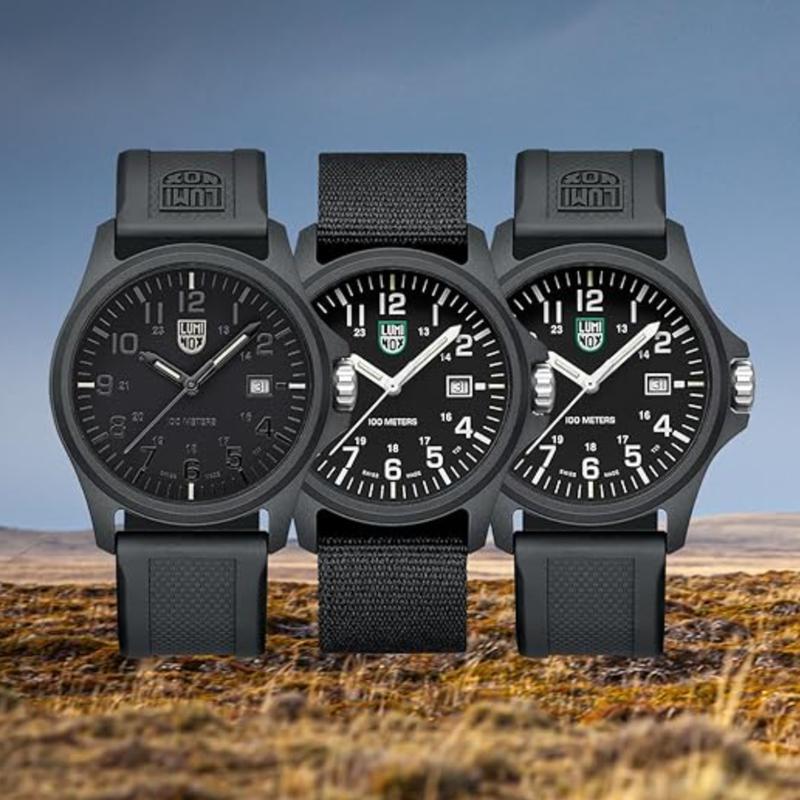 Luminox 2401.NB G Collection 2400 CARBONOX Watch Black Dial White Numbers Nylon Strap 100m Water Resistant 43mm Case R-PET Belt Strap