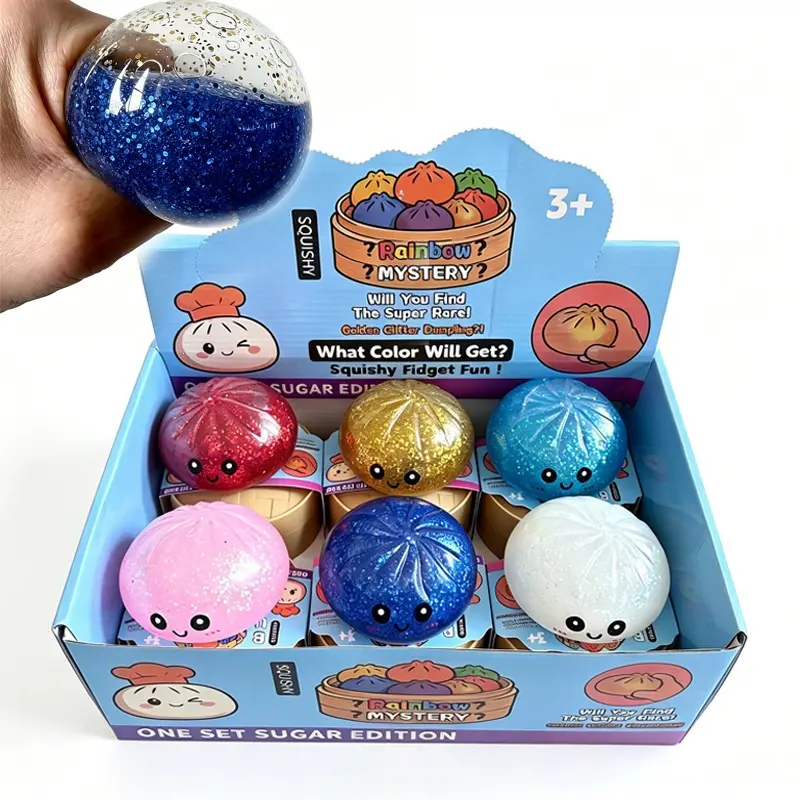 Shiny bun squishy toy, stress relief toy, dumpling sensory squeeze toy, the mystery of shiny dumpling toys, squeeze stress-relief dough, anxiety relief