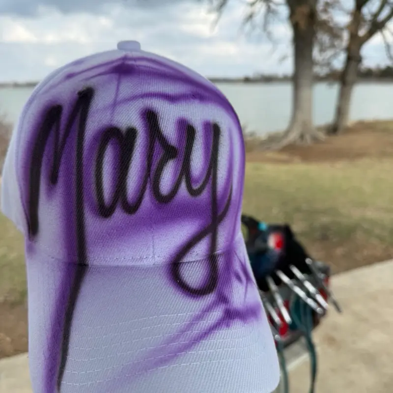 Airbrush Hat One Word - purple Baseball Cap with Custom Name Design