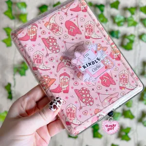 Kindle Case Insert | Holographic Case Insert for E-Readers | Pink Cowgirl, Cowboy Boots & Hat | Bookish Gifts | Glitter Cardstock Decor